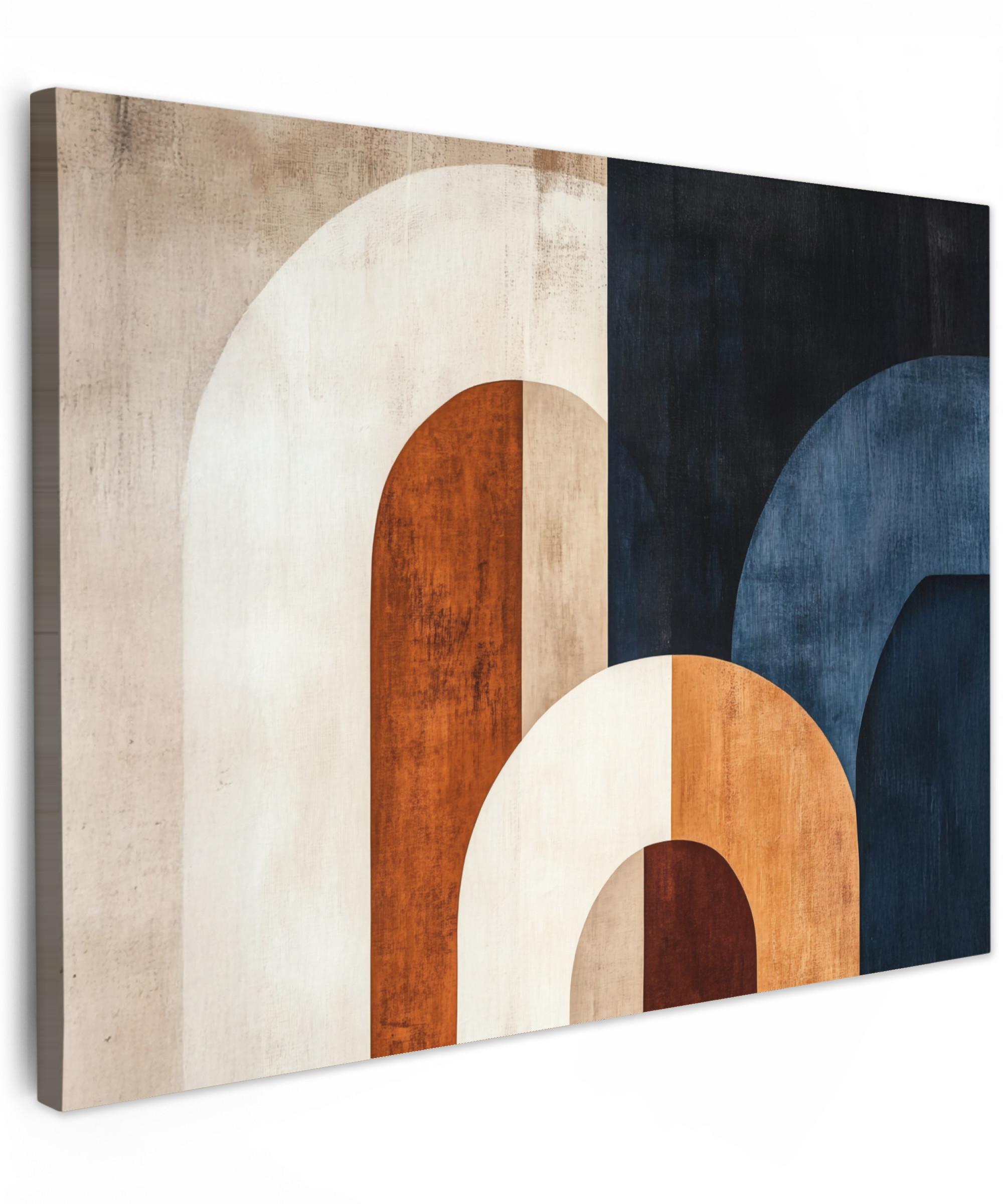 LEINWANDBILD Abstrakt - Formen - Dunkelblau Wandbild 40x30 cm - Cognac, Textil (40/30cm) - MuchoWow