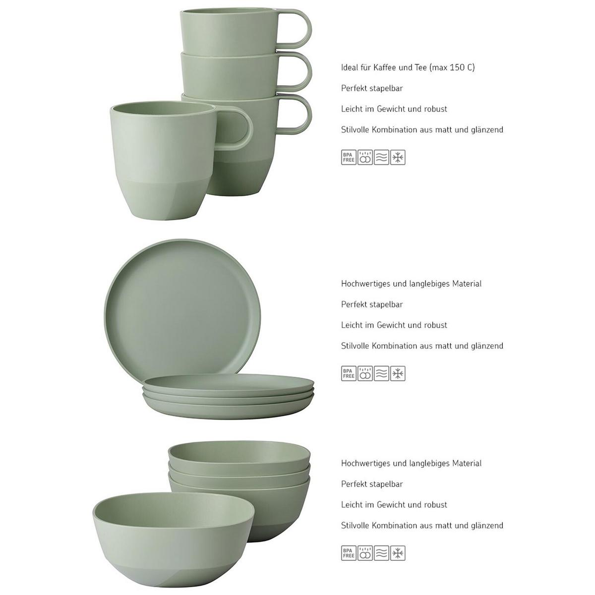 FRÜHSTÜCKS-SET Silueta Nordic Black 12-tlg. - Schwarz, Kunststoff (2/2/2cm) - Mepal