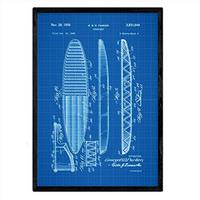 POSTER Surfbrett Patent A3 Rahmenlos - Blau, Papier (29.7/5/42cm) - Nacnic
