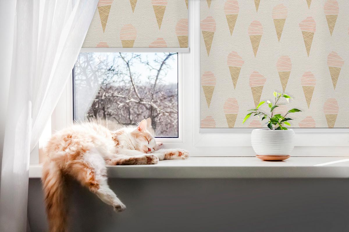 INNENROLLO - Fensterrollo - Rollo - 100x180 cm - Eiscreme - Braun, Kunststoff (100/180/0.5cm) - TULUP