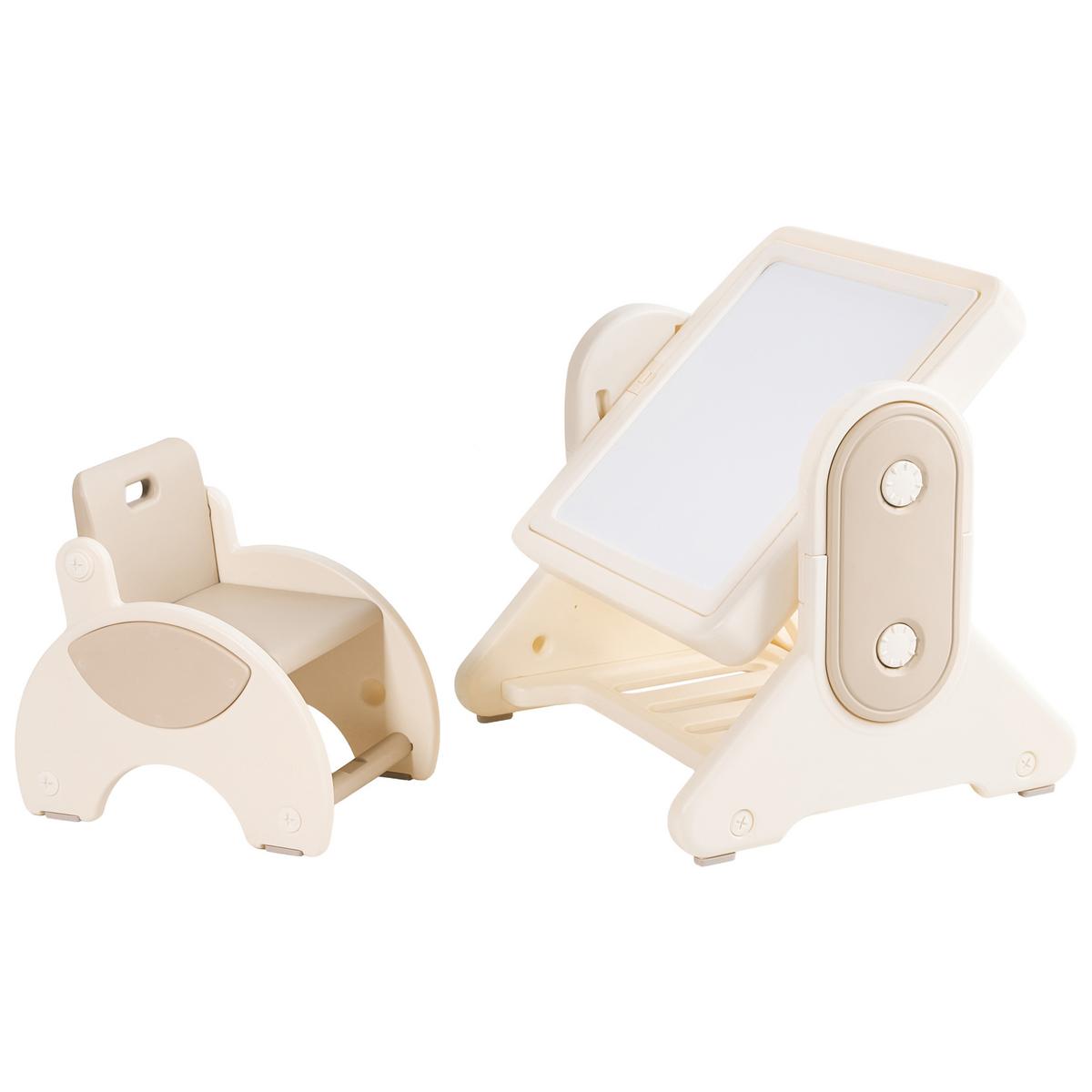 KINDERTISCH und Stuhlset Beige Mila - Beige, Kunststoff (58/60/61cm) - Beliani