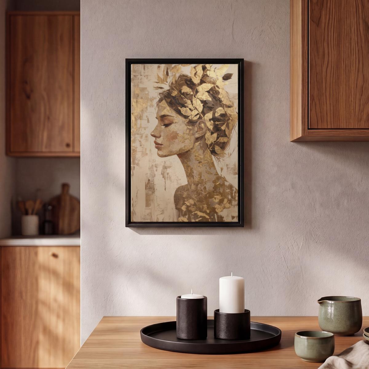 LEINWAND Bilder mit Rahmen - Frau - Gold - Abstrakt - Textur - 20x30 - Goldfarben, Textil (20/30cm) - MuchoWow