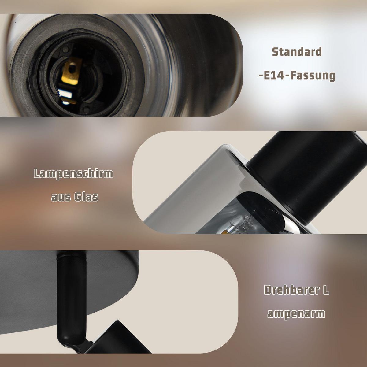 DECKENSTRAHLER Dolan 3-flammig 20/18/18cm - Schwarz, Metall (20/18/18cm) - Nettlife