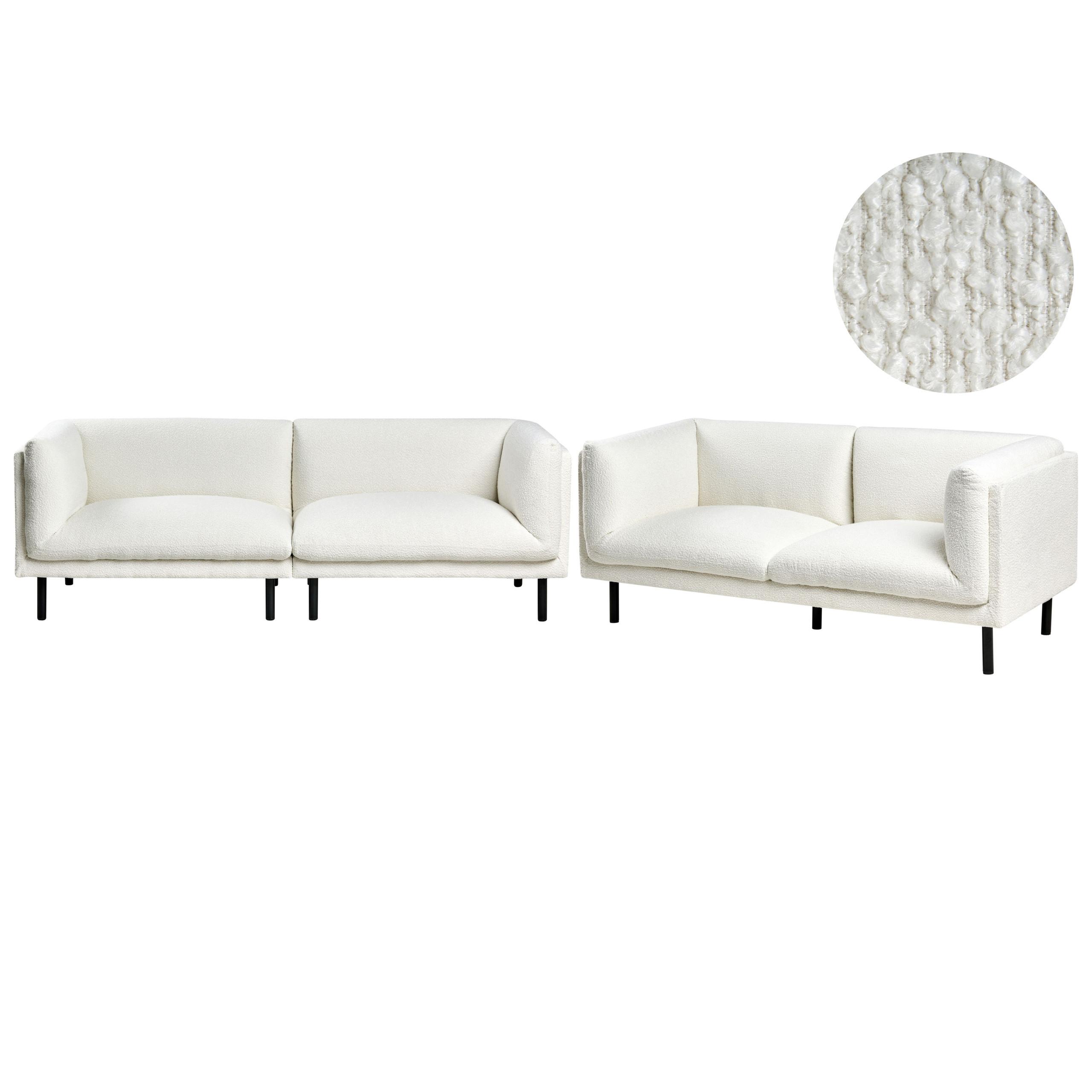 SOFA-SET 5-Sitzer Bouclé Cremeweiß Vorgod - Creme/Weiß, Textil (220/76/84cm) - Beliani