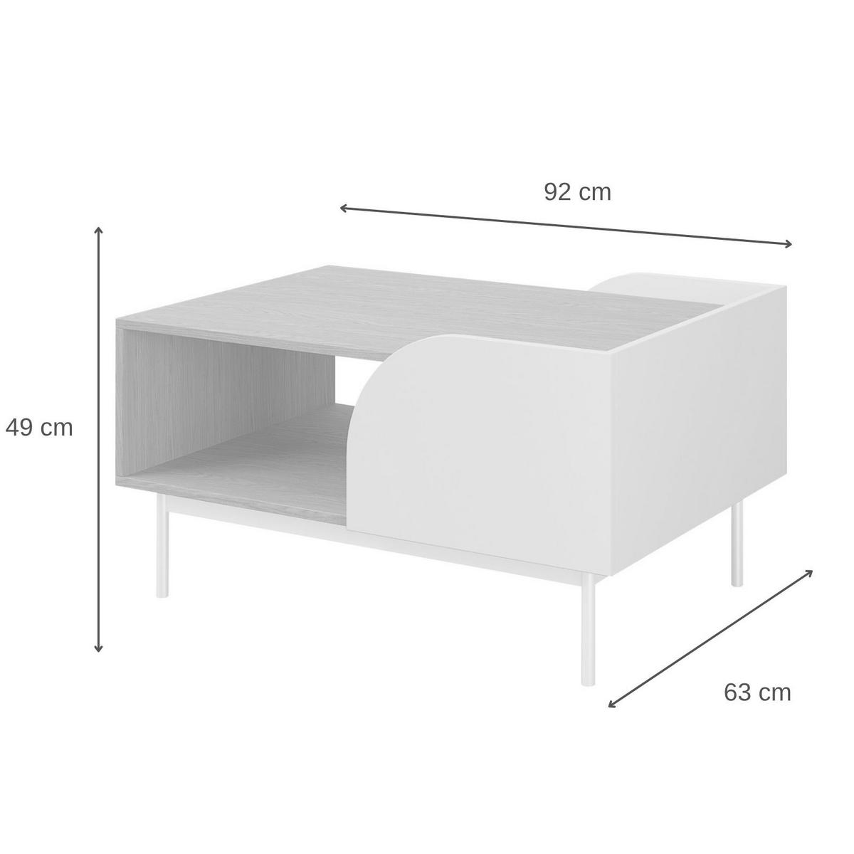 COUCHTISCH Camel mit offenem Regal und geriffeltem Detail, 90x60 cm, Frühlingseiche + Macadamia - Eichefarben/Beige, Holzwerkstoff/Metall (63/92/49cm) - Beautysofa