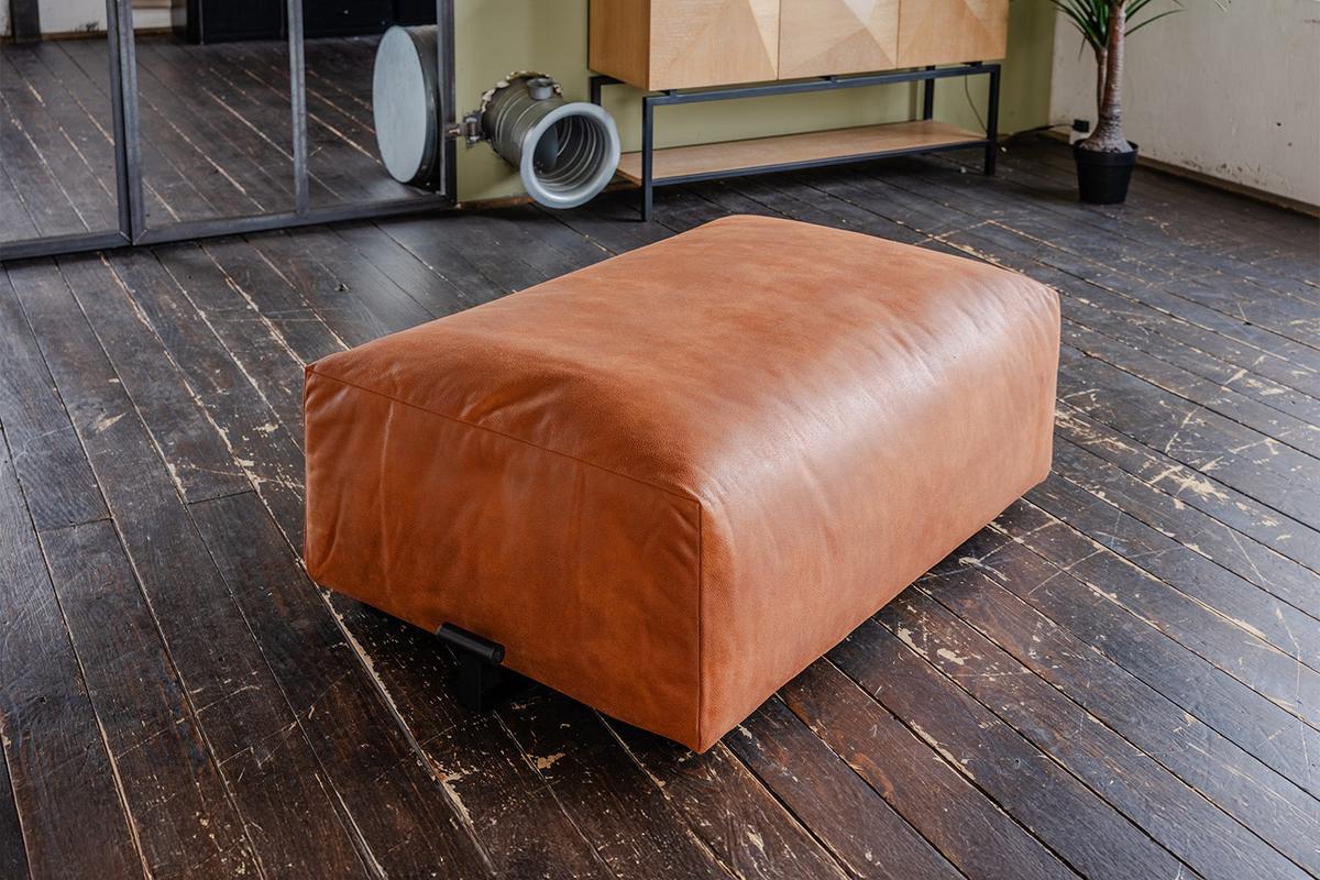 HOCKER MIA Braun Lederfaserstoff - Schwarz/Braun, Leder/Kunststoff (117/47/84cm) - KAWOLA