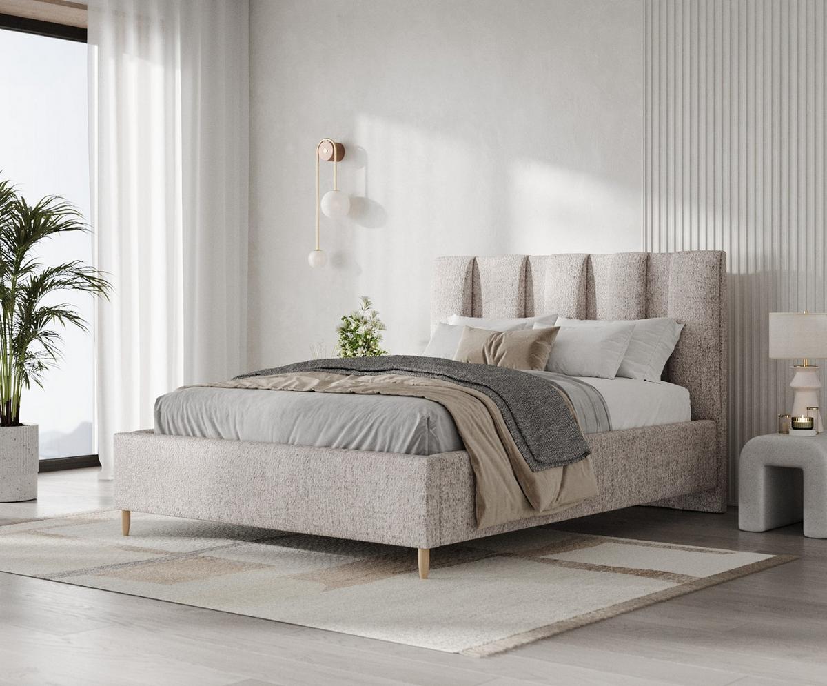 POLSTERBETT Loom 120/200 cm Beige im Neve Stoff - Beige/Naturfarben, Holz/Holzwerkstoff (120/200cm) - AltaBeds