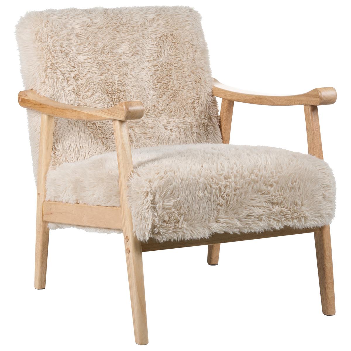 SESSEL Hellbeige Leknes - Beige/Braun, Kunststoff (66/79/74cm) - Beliani