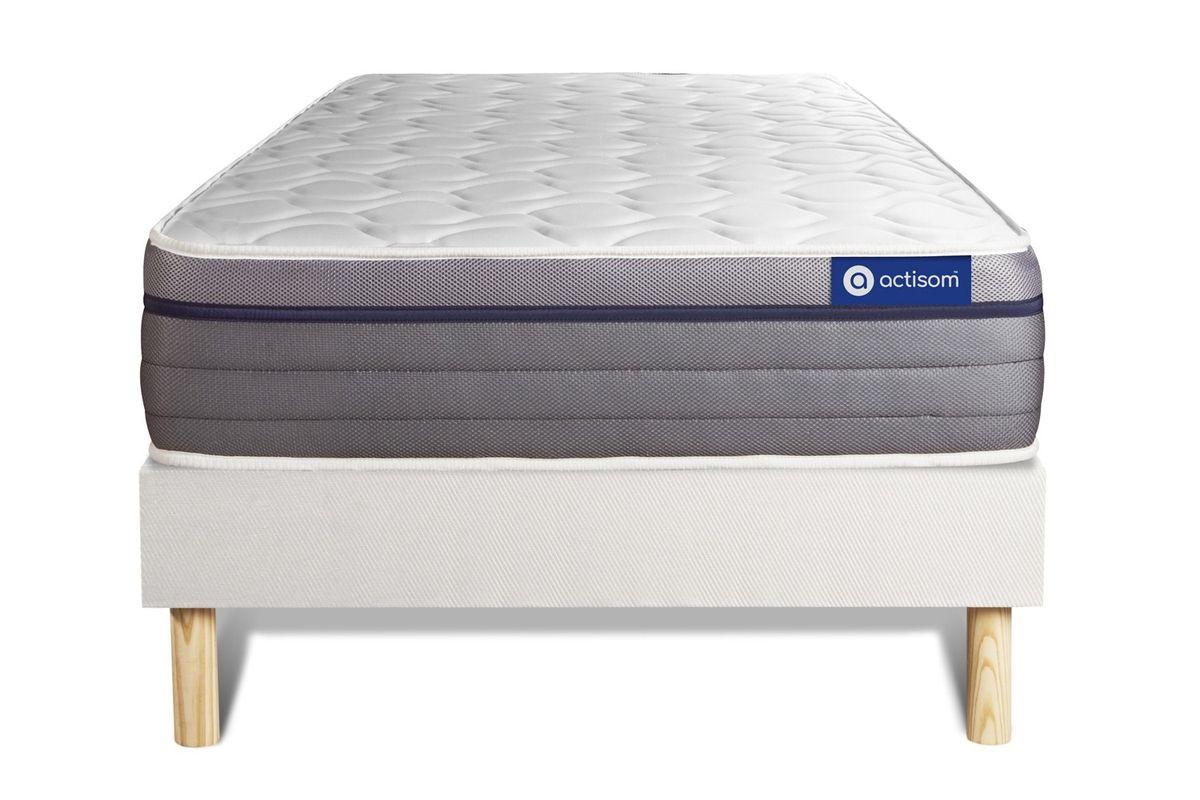 BETT Actilatex zen Latex und Memory-Schaum 80 x 200 cm h1 - Kit Bettgestell Weiß - Beige/Weiß, Karton/Holz (80/200cm) - ACTISOM