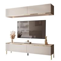 WOHNWAND AURORA in Kaschmir mit gerade Goldchrom Fuße - Kaschmir/Goldfarben, Holzwerkstoff/Metall (180/46/40cm) - Lookway