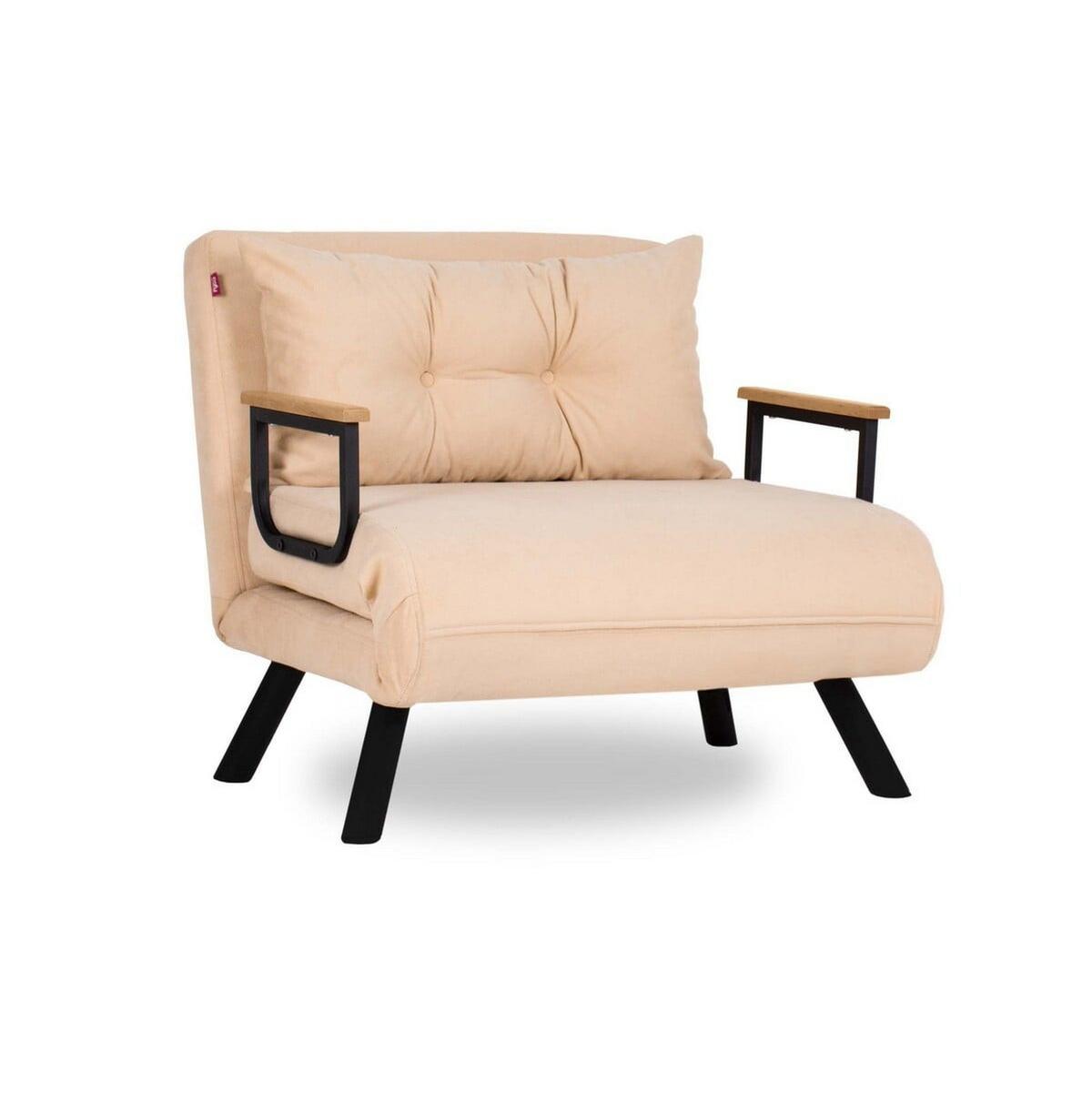 SESSEL mit Stoffbezug und Metallfüßen, umwandelbar 67/50/41 cm - Beige, Metall (50/41/60cm) - Calicosy