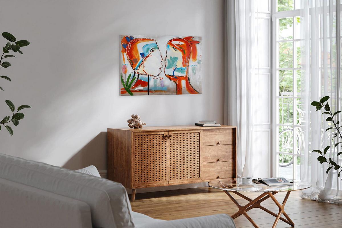 ÖLGEMÄLDE 100/75 cm - Blau/Gelb, Holz/Textil (100/75cm) - KUNSTLOFT