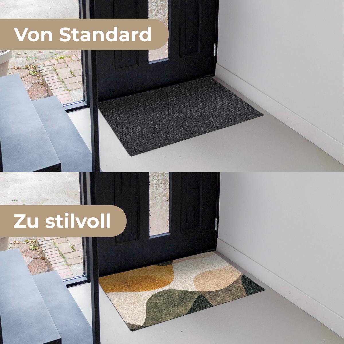 FUSSMATTE Formen - Ockergelb - Abstrakt Flurteppich 90x60 cm - Multicolor, Kunststoff (90/0.4cm) - MuchoWow
