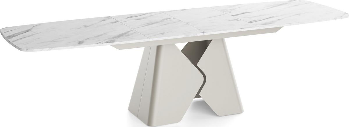 ESSTISCH Vanta rechteckig ausziehbar verlängerbar mit Metallgestell in Kaschmir Grau, Marmor Weiß 180-270/90/76 cm - Ecru/Schwarz, Holzwerkstoff/Metall (90/270/76cm) - WFL GROUP