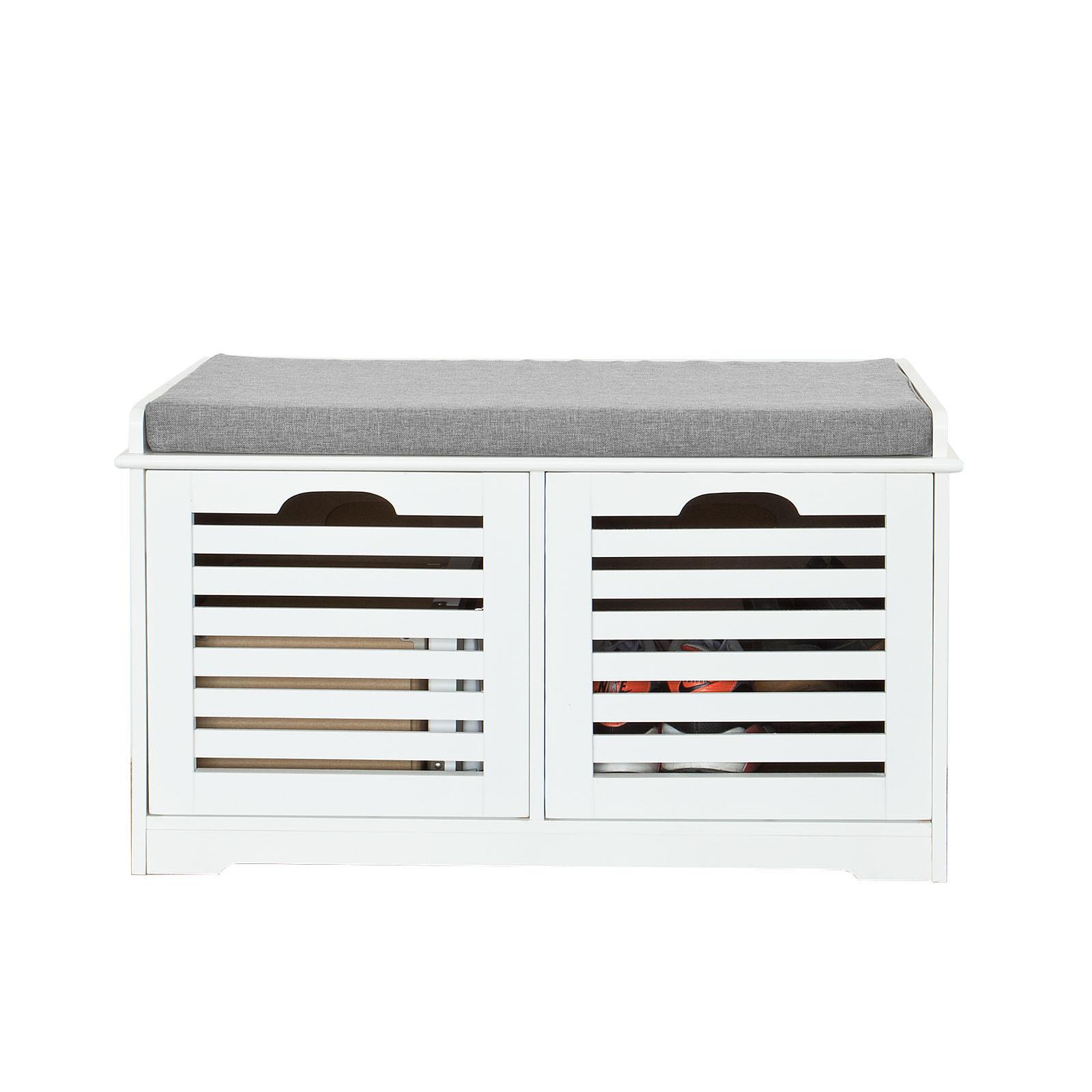 SCHUHBANK Weiß - Weiß, Holzwerkstoff (71/43/34cm) - SoBuy