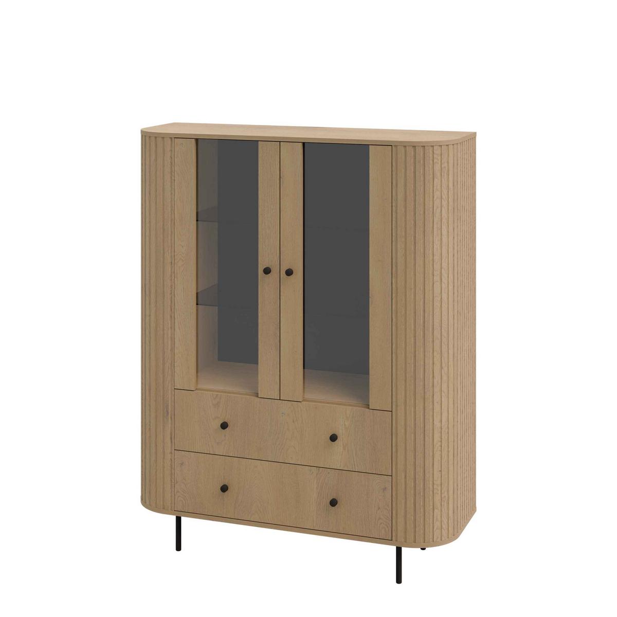 VITRINE BOLLA 155 / 123 cm in Eichefarben - Eichefarben, Holzwerkstoff (123/155/42.3cm) - MASSENO