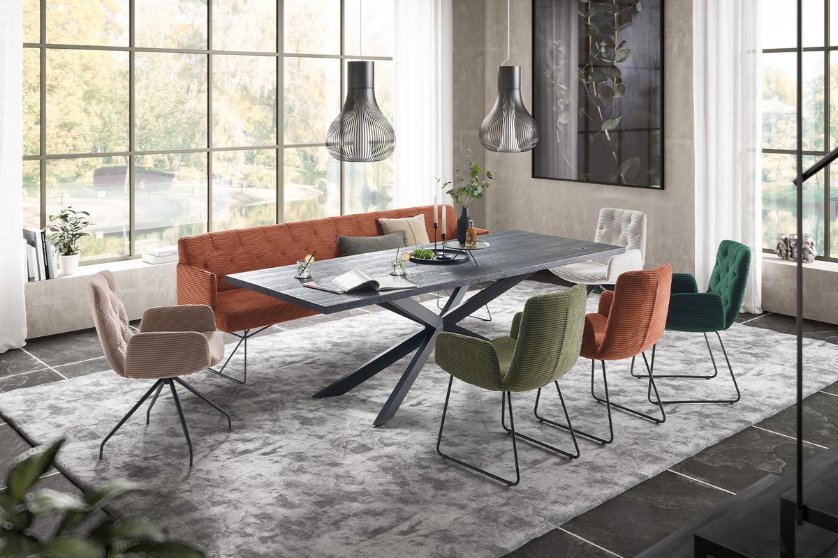 ESSZIMMERBANK CHARME Braun Cord - Braun, Textil (206/85/69cm) - KAWOLA