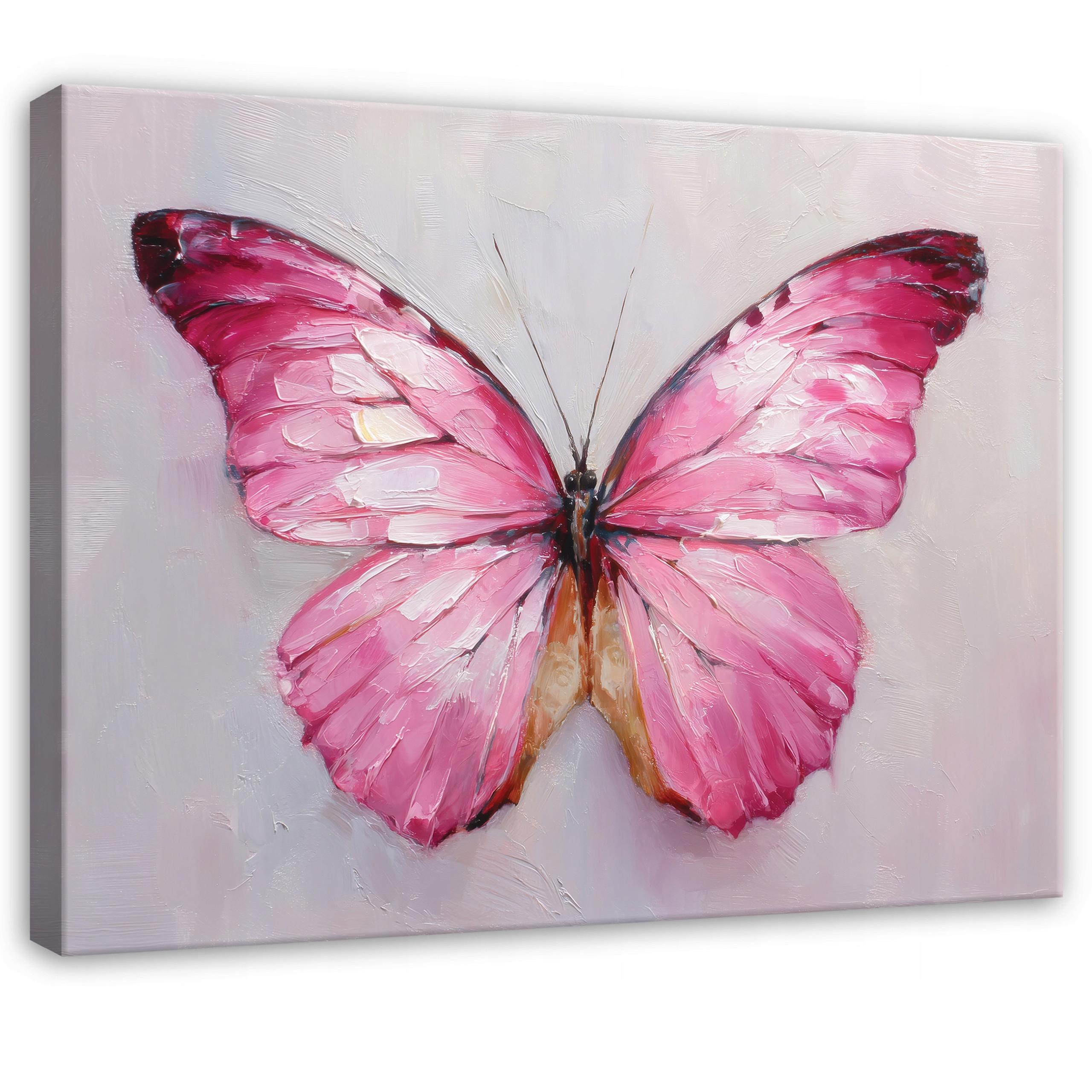 LEINWANDBILD Schmetterling Beton Rosa 60x40 cm - Multicolor, Holzwerkstoff (60/40cm) - Wallarena