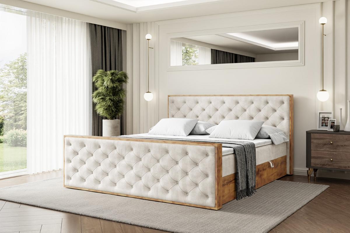 BOXBETT mit Matratze H3 und Lattenrost - LOLLI3-Z - 180x200 - Beige Casablanca - Beige, Holzwerkstoff (180/200cm) - ALTDECOR