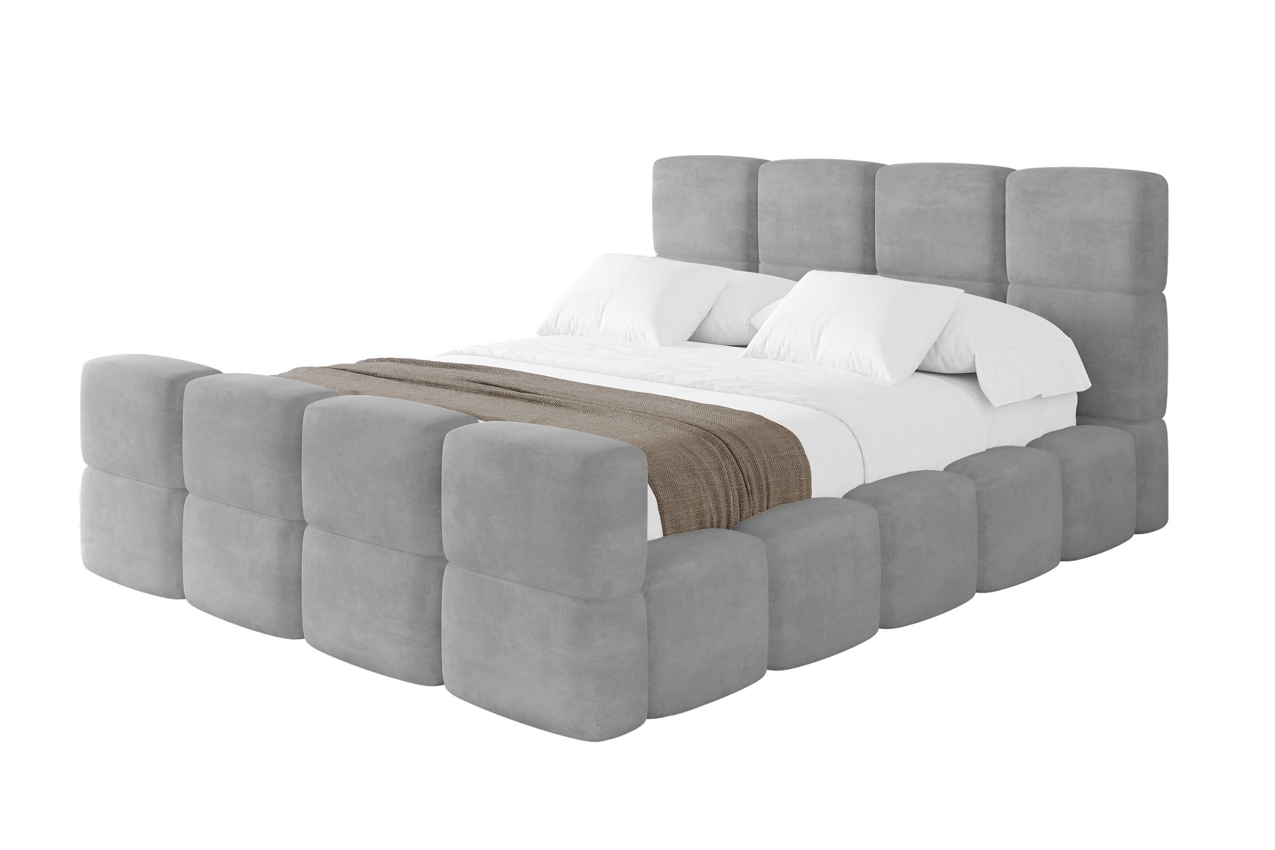 POLSTERBETT mit Bettkasten und Lattenrost, Bett mit Kopfteil, Boxbett ohne Matratze, Doppelbett mit Stauraum - NATA-Z 120x200 Grau - Anthrazit, Holzwerkstoff/Textil (120/200cm) - ALTDECOR