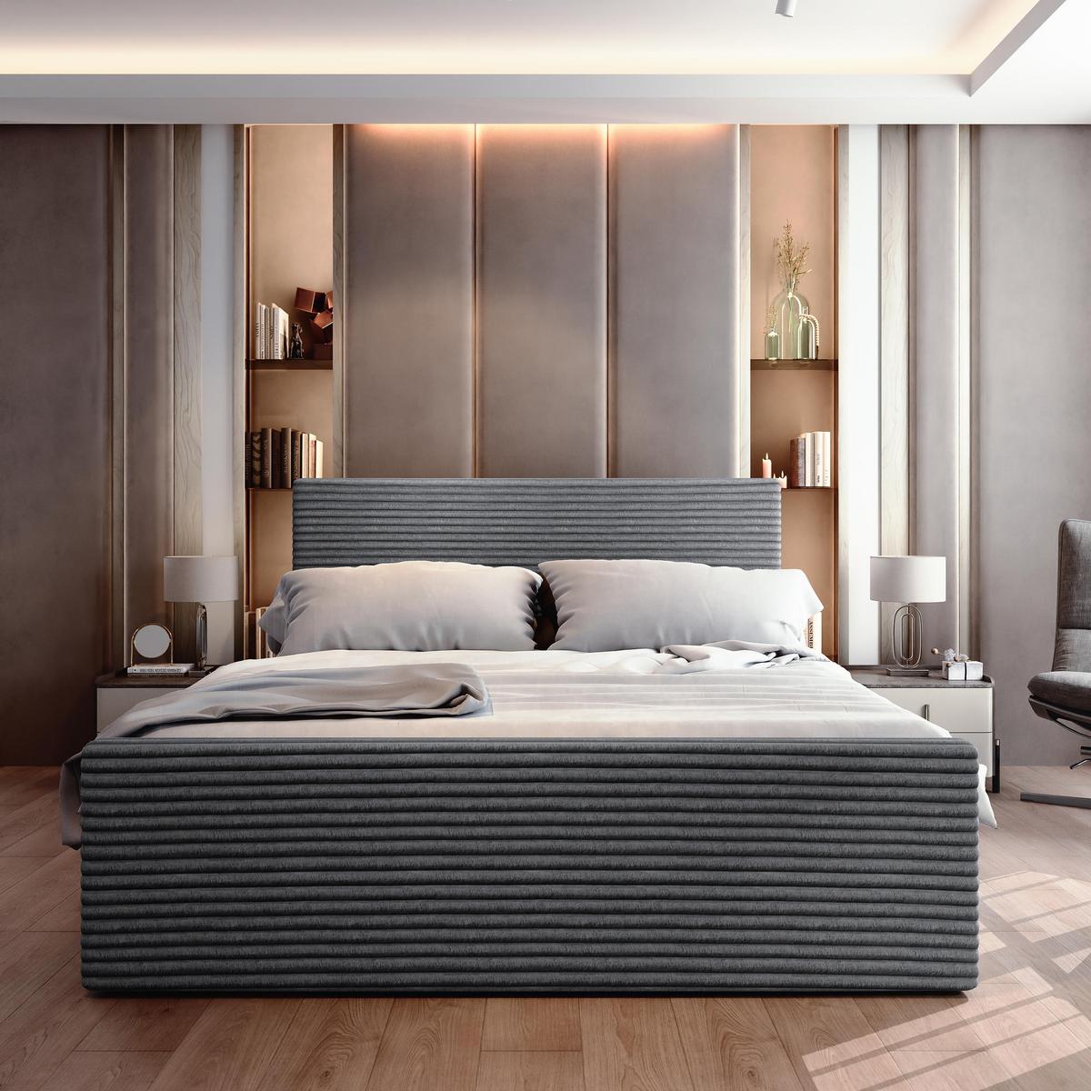 BOXBETT BRENTO 160x200 cm mit Matratze und Topper - Graphitfarben - Graphitfarben, Holz (160/200cm) - MASSENO