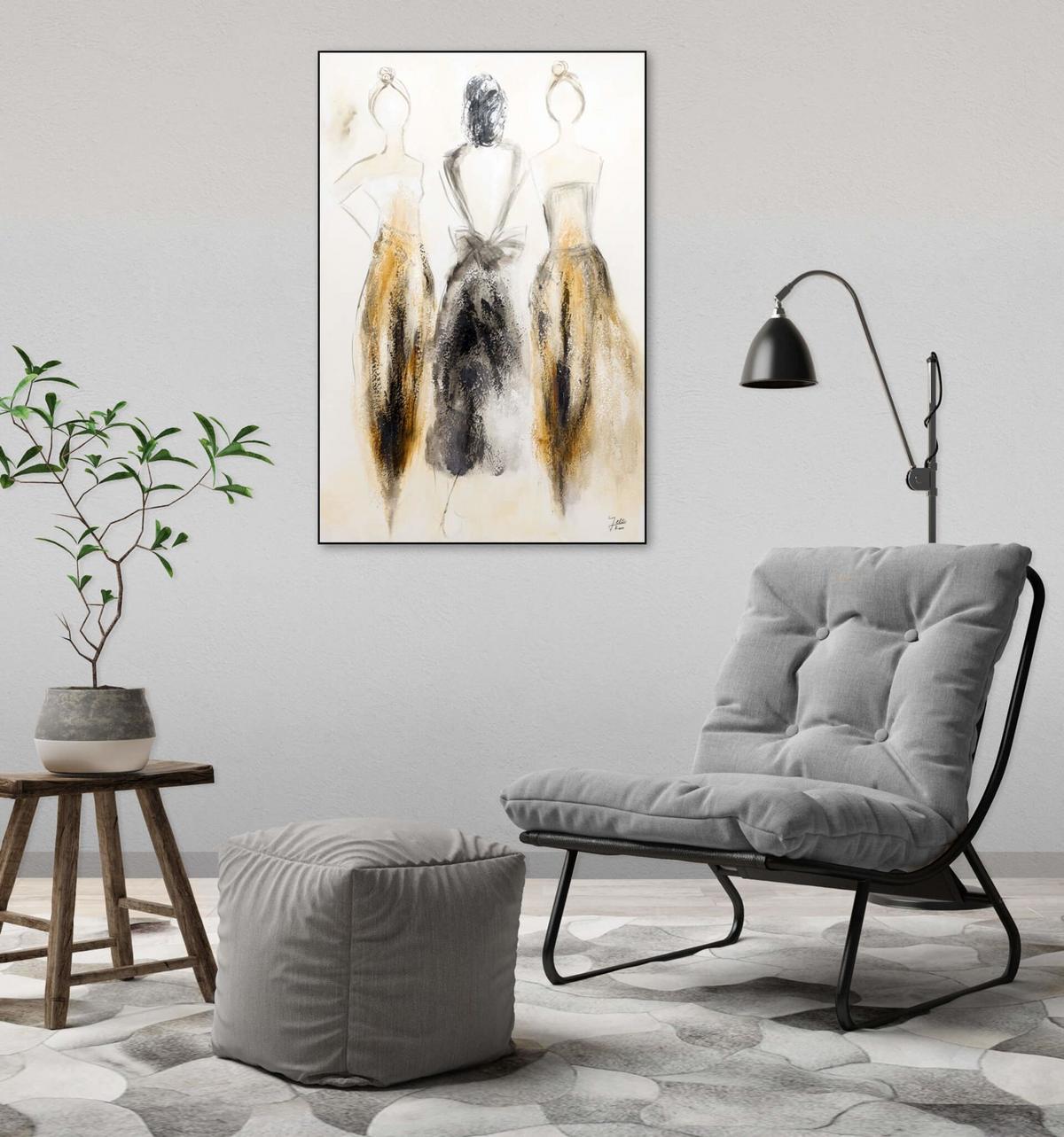 ACRYLBILD HANDGEMALT 60/90 cm - Beige/Braun, Holz/Textil (60/90cm) - KUNSTLOFT