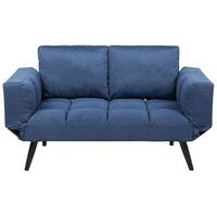 2-SITZER-SCHLAFSOFA Polsterbezug Marineblau Brekke - Hellblau, Textil (183/90/75cm) - Beliani