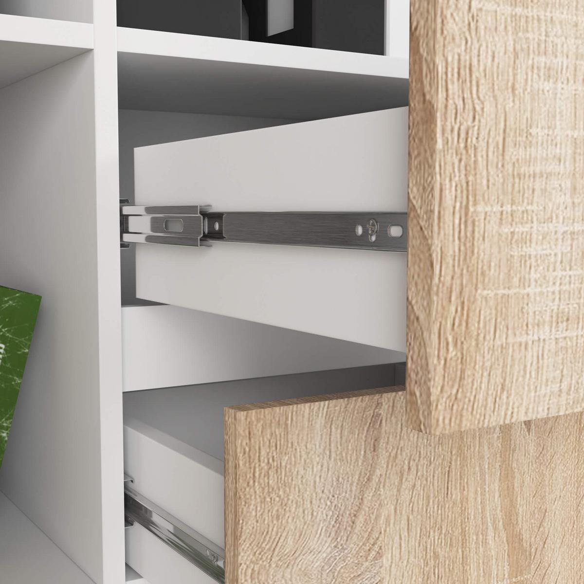 STANDREGAL Weiß, Eiche Sonoma 180/80/35 - Weiß, Holzwerkstoff (80/180/35cm) - RAUMHIRSCH FURNITURE