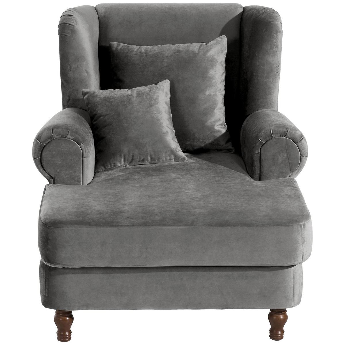 SESSEL XXL inkl. Kissen Karley Samtvelours grau - Grau, Kunststoff (103/103/149cm) - 58aufmkessel