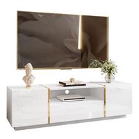 TV-ELEMENT ONYX HOCHGLANZ 158 CM PUSH OPEN - Goldfarben/Weiß, Holzwerkstoff (158/46/41.3cm) - Lookway