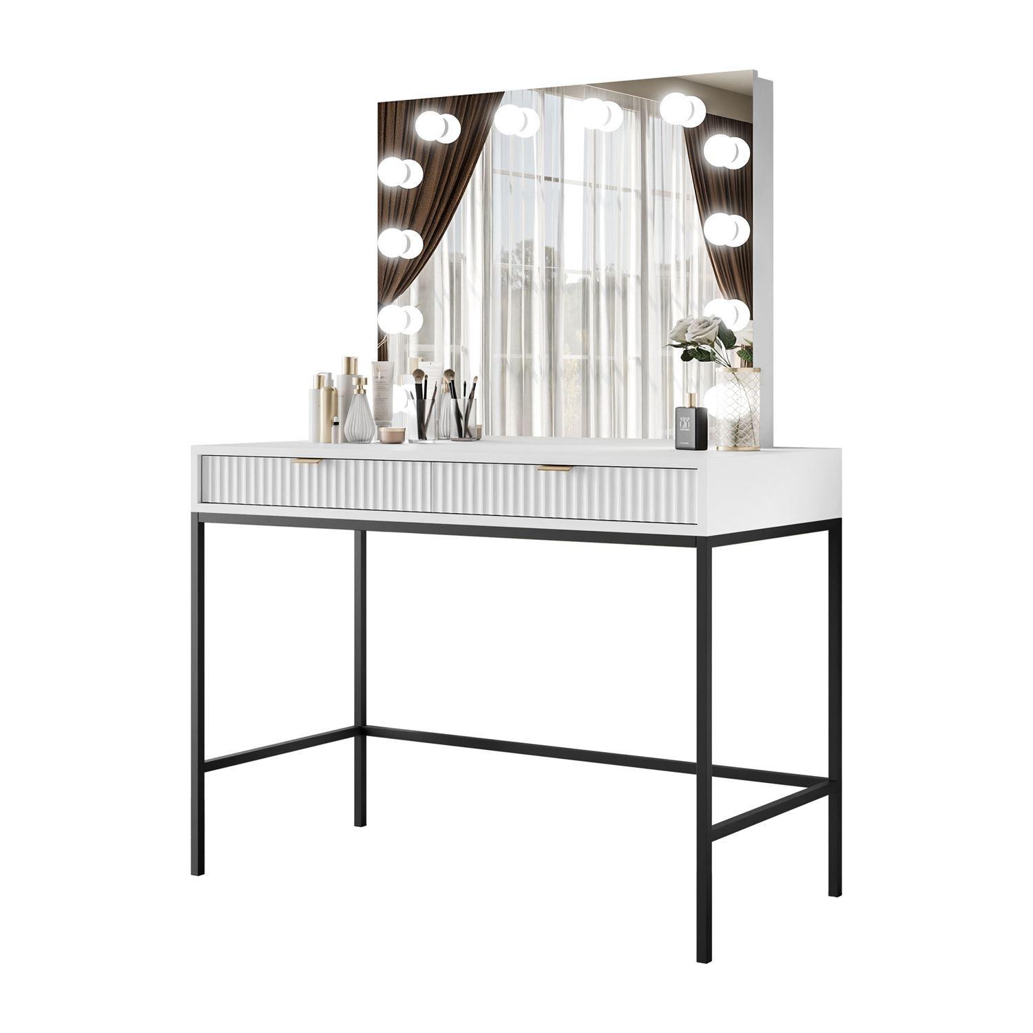 SCHMINKTISCH MIT SPIEGEL CORTADO ELITE WEISS - Weiß, Holzwerkstoff (104/78/50cm) - Lookway