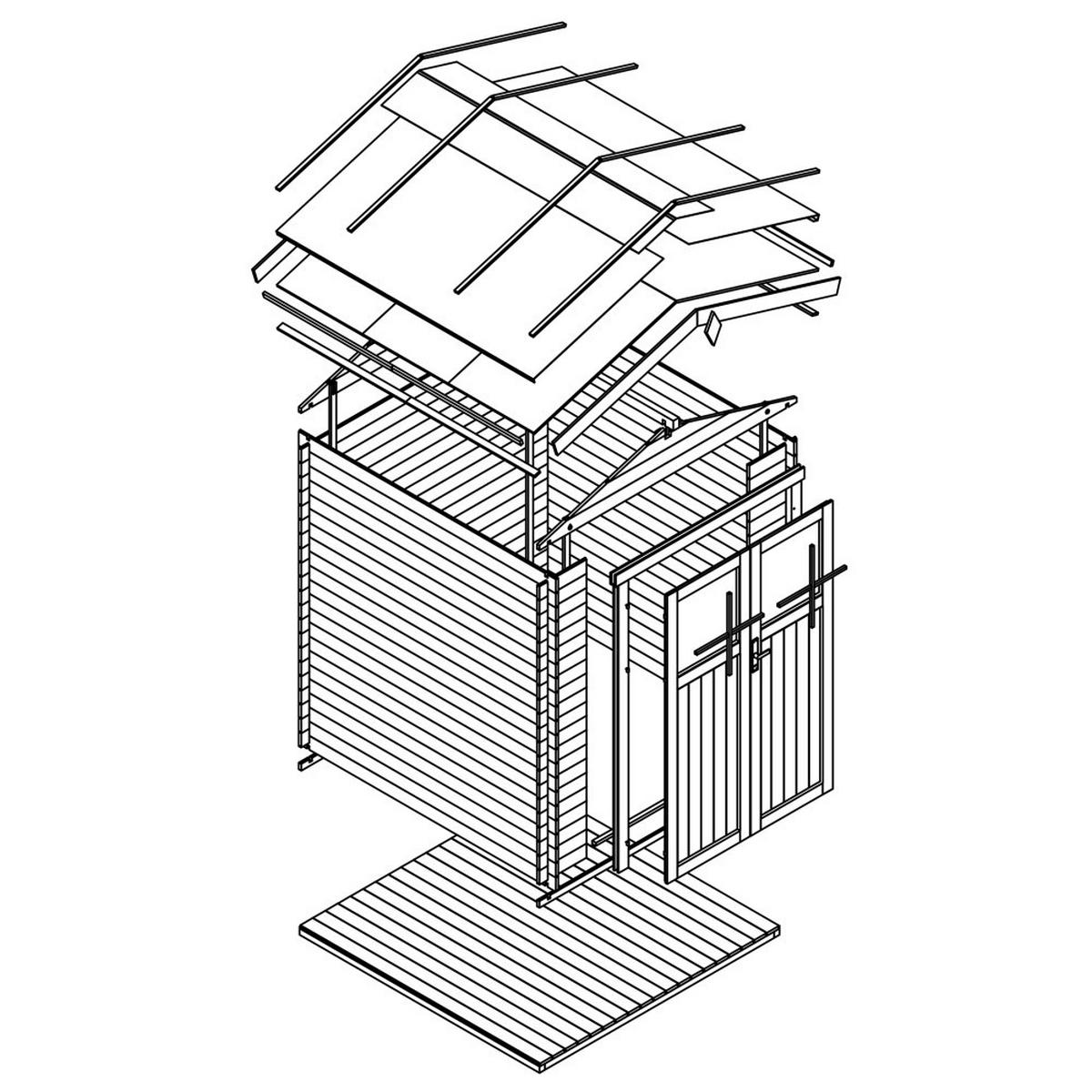 GARTENHAUS HOLZ - Gerätehaus Hochwertige abschließbare Tür mit imprägniertem Boden- 3.53 m2 - M369F+M369G - Beige, Holz (236/224/226cm) - Timbela