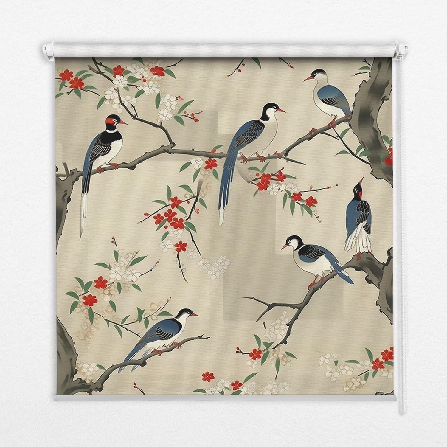 INNENROLLO - Fensterrollo - Rollo - 150x180 cm - Vögel auf einem Baum - Braun, Kunststoff (150/180/0.5cm) - TULUP