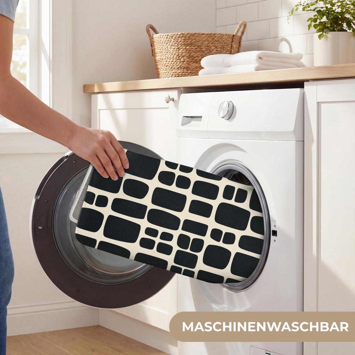 BADEMATTE Modern - Bio - Schwarz 90x60 cm - Anthrazit, Textil (90/60cm) - OnlyWow