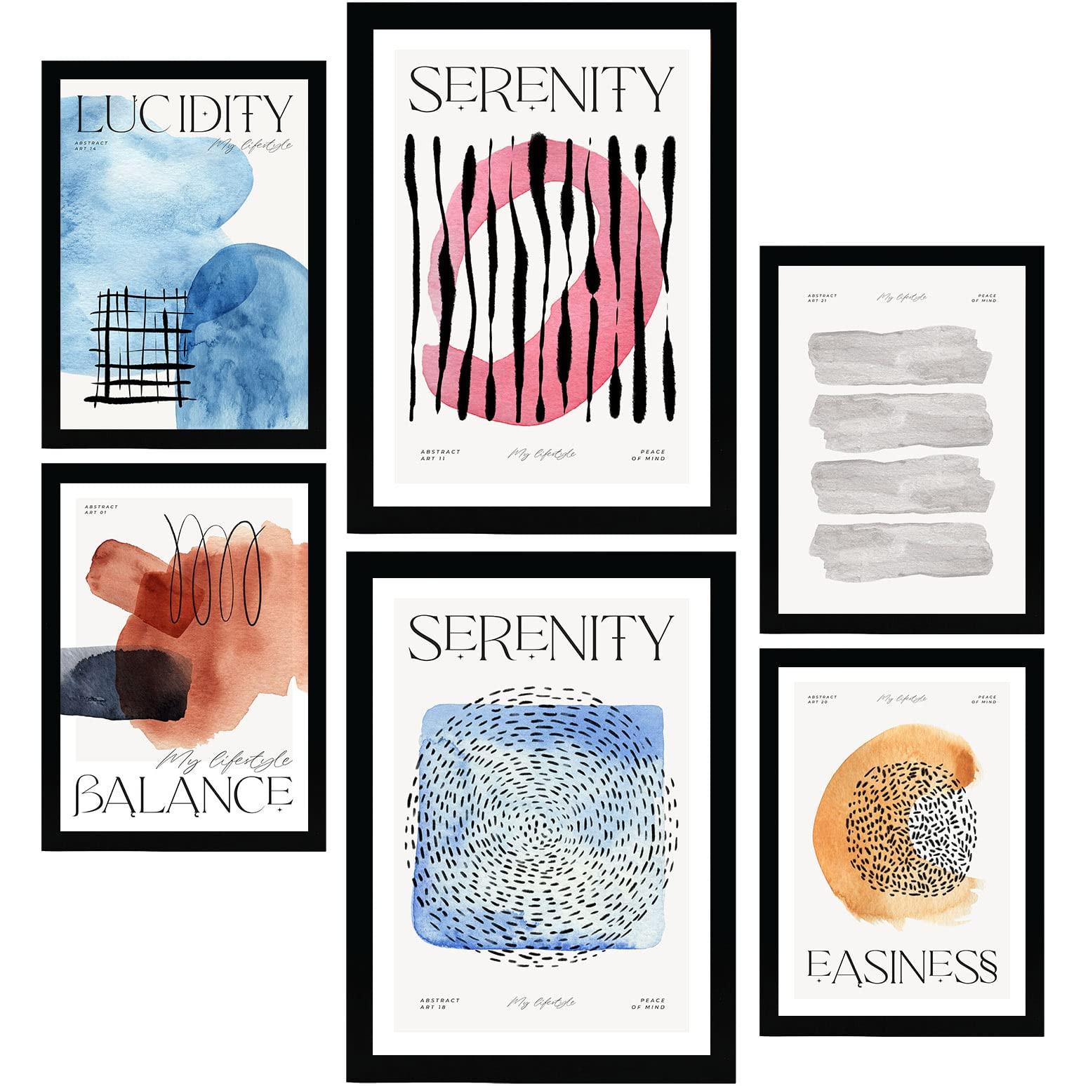 POSTER Set Mit 6 Abstrakte Ruhig A3 & A4 Rahmenlos - Klar, Papier (29/3cm) - Nacnic