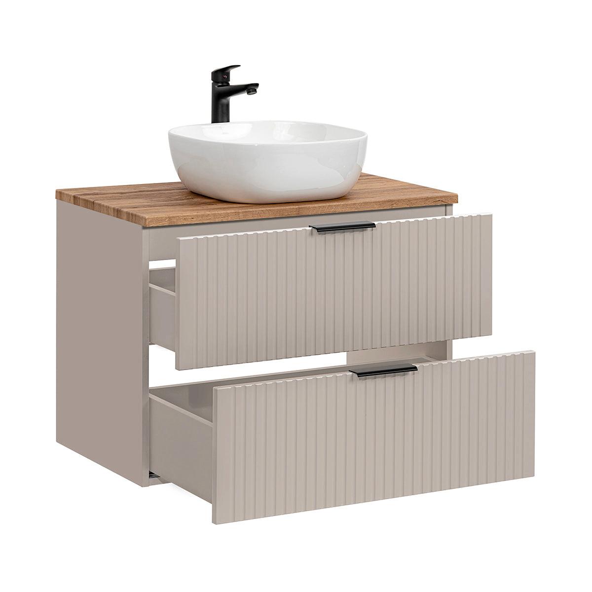 WASCHTISCH 80.6cm Adriel Kaschmir und Holz - Beige, Holzwerkstoff (80.6/59/46cm) - Petits-meubles