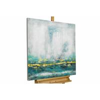 ACRYLBILD HANDGEMALT 80/80 cm - Türkis/Weiß, Holz/Textil (80/80cm) - KUNSTLOFT