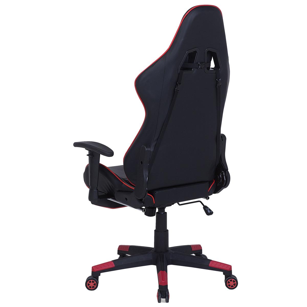 GAMINGSTUHL Kunstleder Schwarz/Rot Victory - Schwarz, Kunststoff/Textil (60/124/60cm) - Beliani
