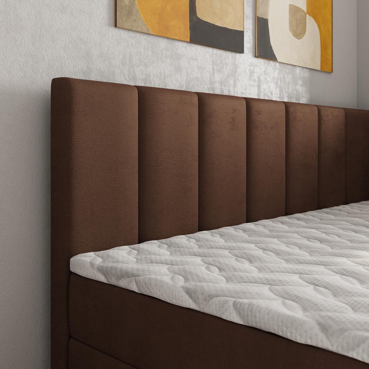 BOXBETT BEVE 90x200 cm mit Matratze und Topper, H2+H3 - Braun - Braun, Holz (90/200cm) - MASSENO