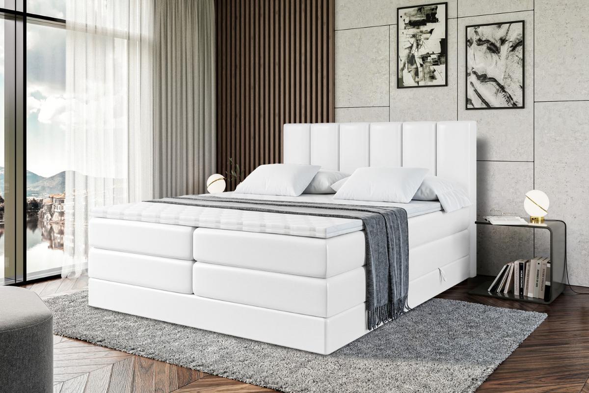 BOXSPRINGBETT BOXI1 KING - 200x200 - H3/H4 - Weiß Hochglanz - Weiß Hochglanz, Holzwerkstoff (200/200cm) - ALTDECOR