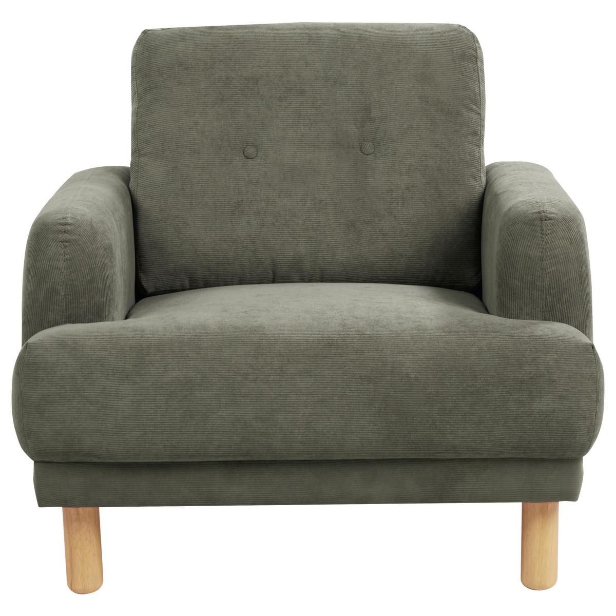 SESSEL Dunkelgrün Tuve - Hellbraun/Grün, Textil (88/85/90cm) - Beliani