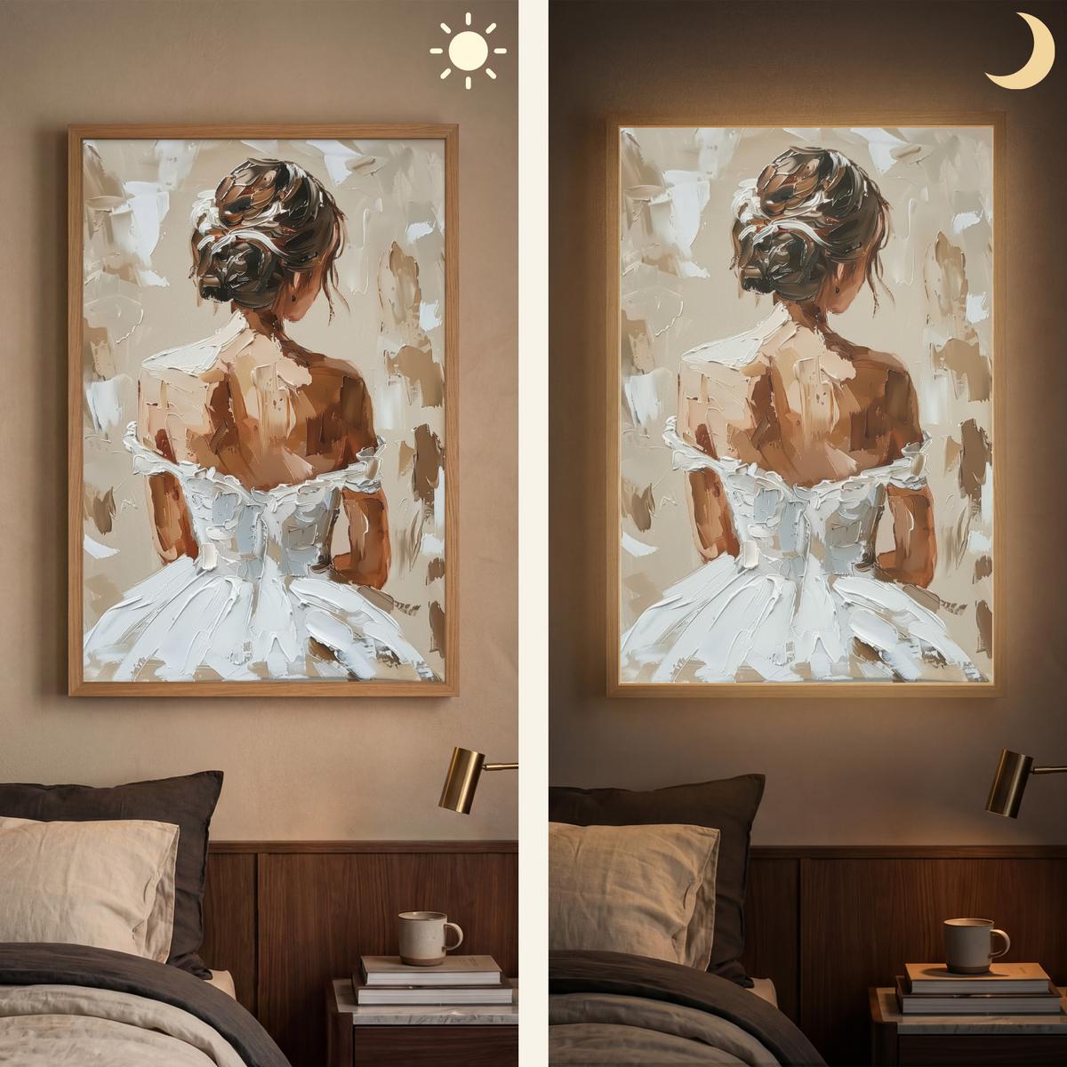 WANDLEUCHTE MIT AKKU Frau - Farbe - Abstrakt - Beige - Modern 70x100 cm - Hellbraun, Holzwerkstoff (70/100/8cm) - OnlyWow