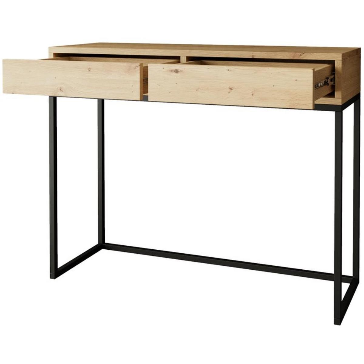 KONSOLENTISCH Lango 100/85/35 eiche Artisan mit schwarzen Matellbeinen - Schwarz/Eiche Artisan, Holzwerkstoff/Metall (35/100/85cm) - Beautysofa