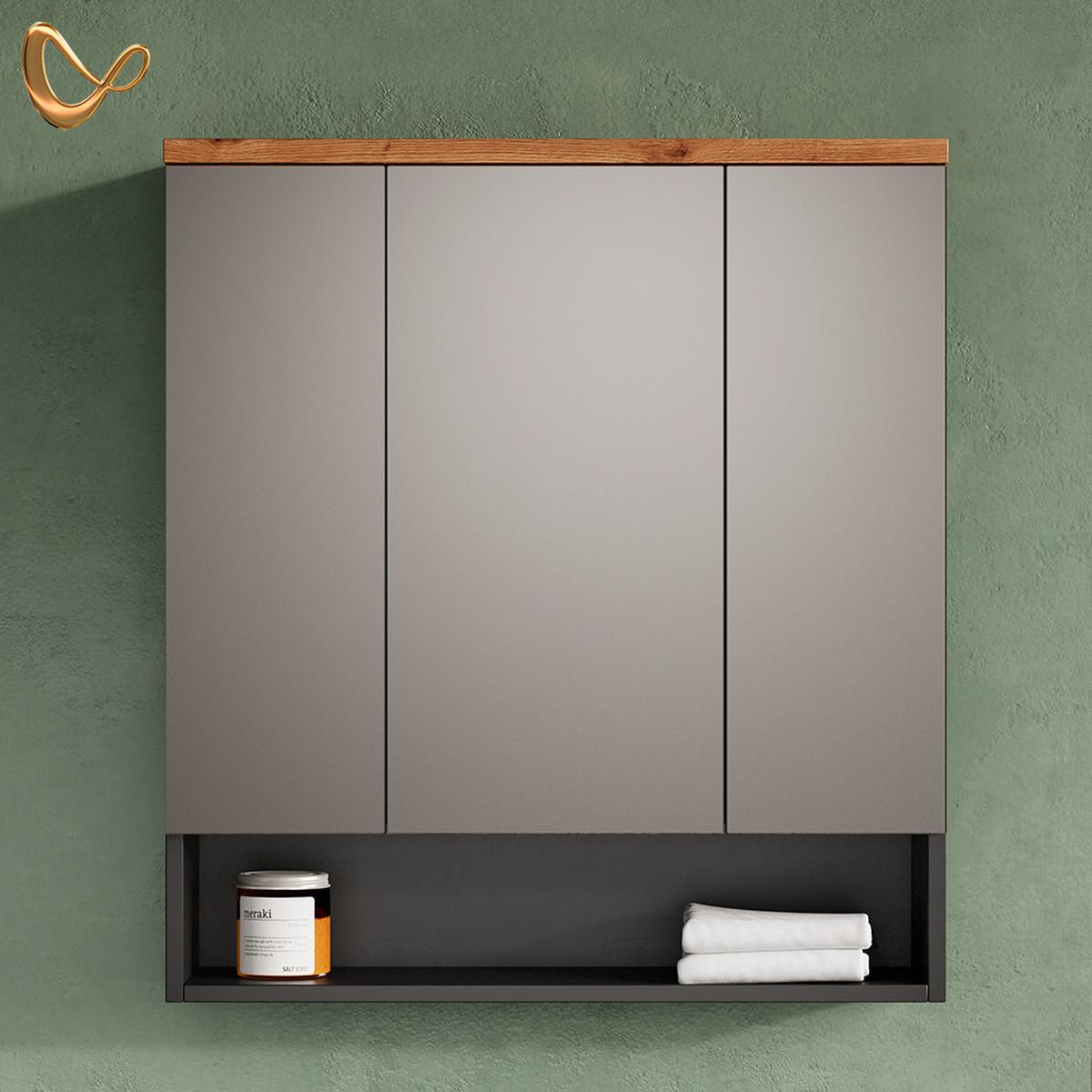 BADSPIEGELSCHRANK Tanaro Anthrazit 70 x 77.5 cm - Anthrazit, Holzwerkstoff (70/77.5/21.7cm) - Livinity®