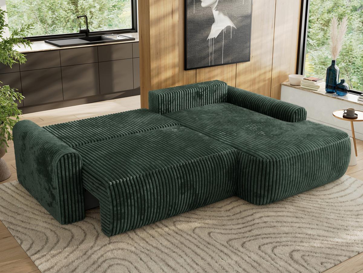 ECKSCHLAFSOFA CUBO L Grün Cord - rechts - Schwarz/Grün, Kunststoff/Textil (187/273cm) - MKS