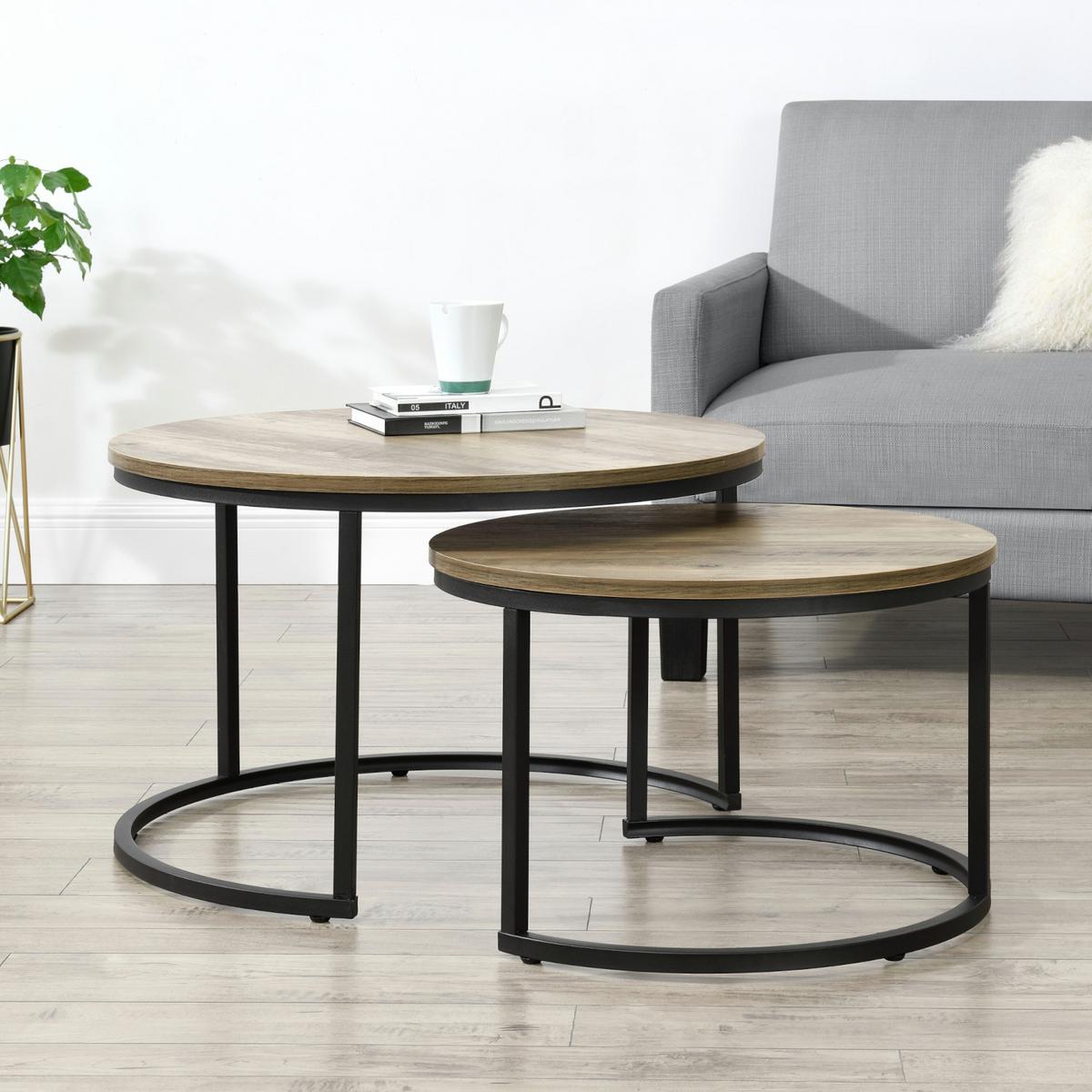 COUCHTISCH Christchurch im 2er Set - Braun, Holzwerkstoff (74/74/47cm) - [en.casa]