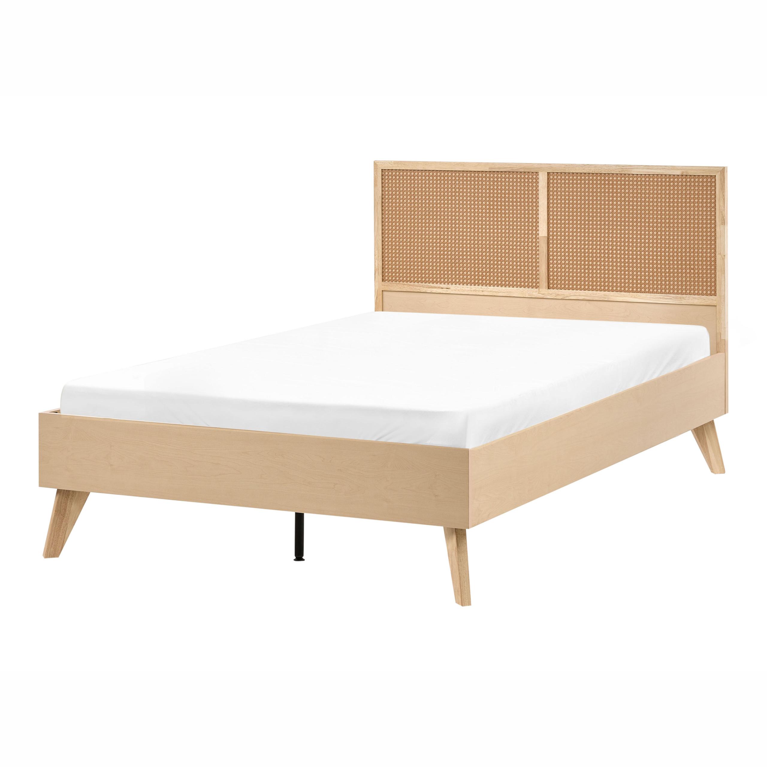 BETT mit Lattenrost 120/200 cm Faserplatte, PE Rattan Hellbraun Monpazier - Hellbraun, Naturmaterialien (120/200cm) - Beliani