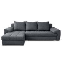 ECKSOFA L Form Manisa Dunkelgrau 234/145/83 cm Links mit Schlaffunktion - Dunkelgrau/Silberfarben, Kunststoff/Textil (145/234cm) - AX Living