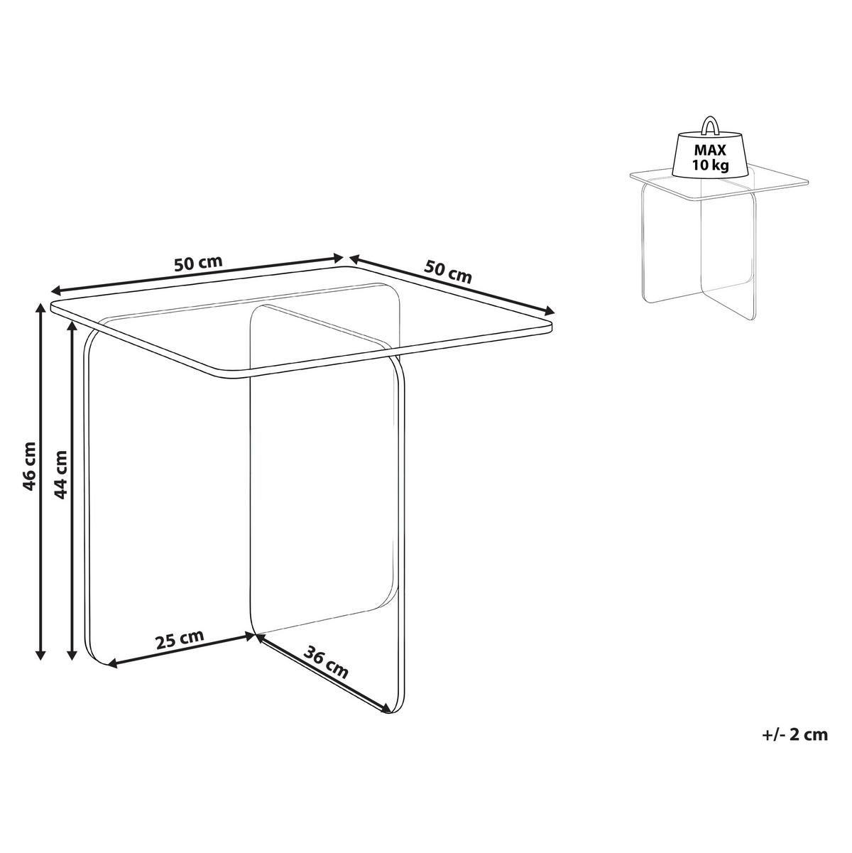 BEISTELLTISCH Sicherheitsglas Transparent Amisk - Transparent, Glas (50/50/46cm) - Beliani