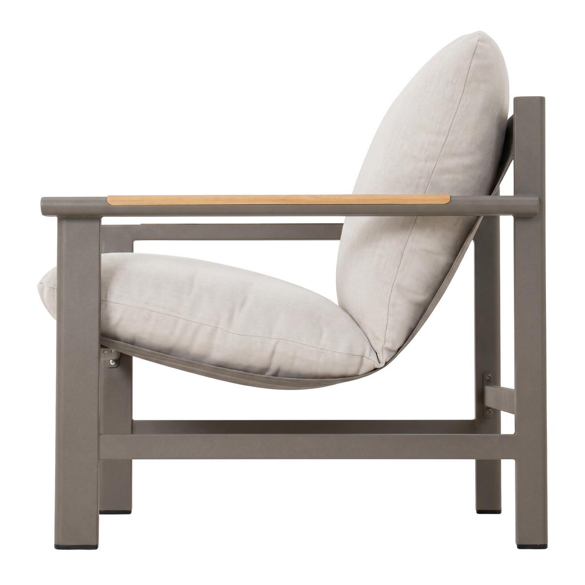 GARTENSET Aspen aus Metall, 2 Sessel + 2-Sitzer Sofa + Couchtisch, Grau - Grau, Metall - Beautysofa